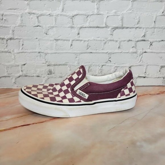 purple white checkered vans